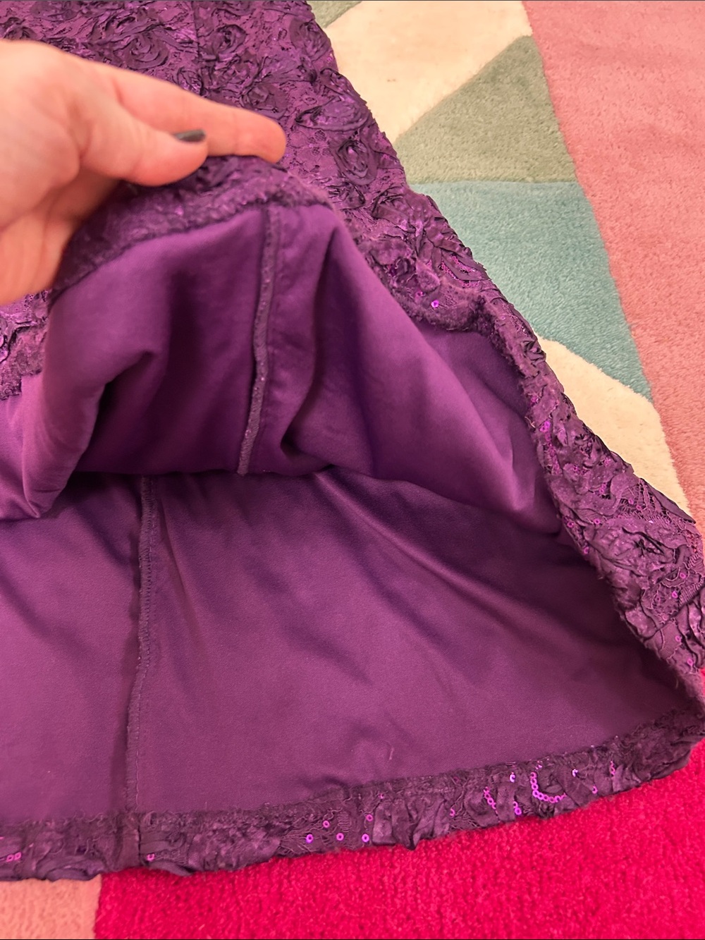 Alex Evenings Rosette Evelyn Lace Purple Dress - Picture 14 of 17